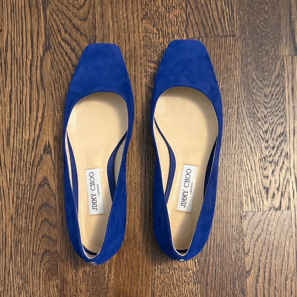 Jimmy Choo Royal Blue Suede Ballet Flats